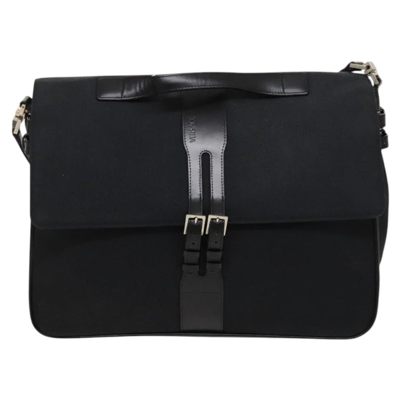 Gianni Versace Hand Bag Canvas 2way Black Silver Auth bs24675