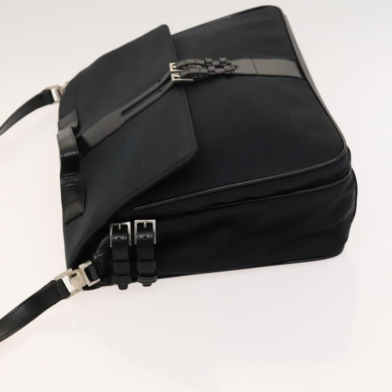 Gianni Versace Hand Bag Canvas 2way Black Silver Auth bs24675