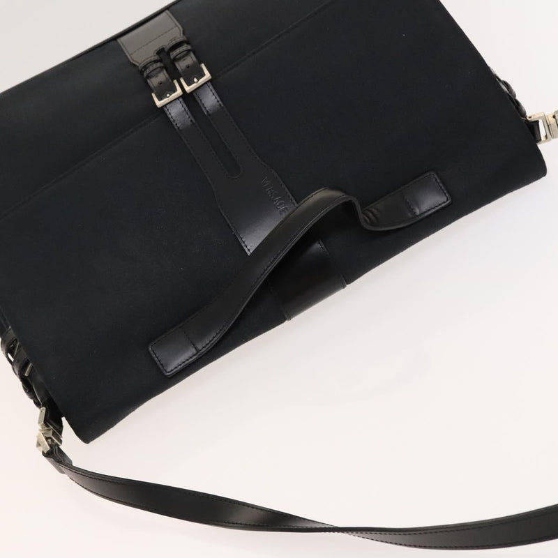 Gianni Versace Hand Bag Canvas 2way Black Silver Auth bs24675