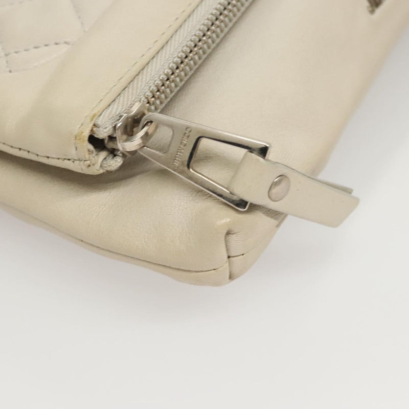 Jimmy Choo Chain Shoulder Bag Leather Gray Silver Auth bs24681