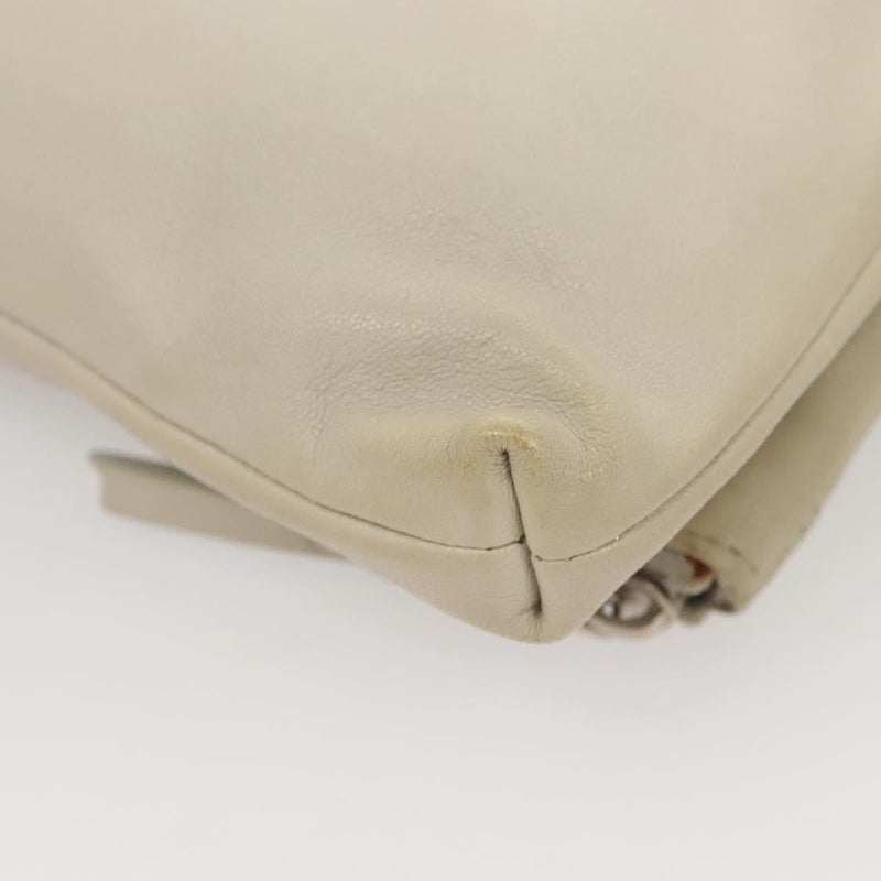 Jimmy Choo Chain Shoulder Bag Leather Gray Silver Auth bs24681