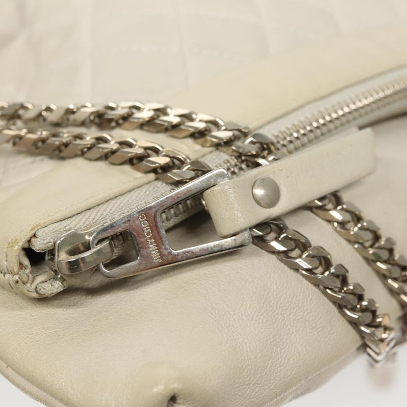 Jimmy Choo Chain Shoulder Bag Leather Gray Silver Auth bs24681