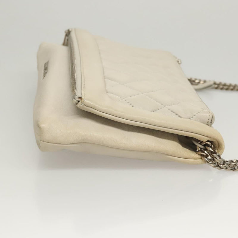 Jimmy Choo Chain Shoulder Bag Leather Gray Silver Auth bs24681