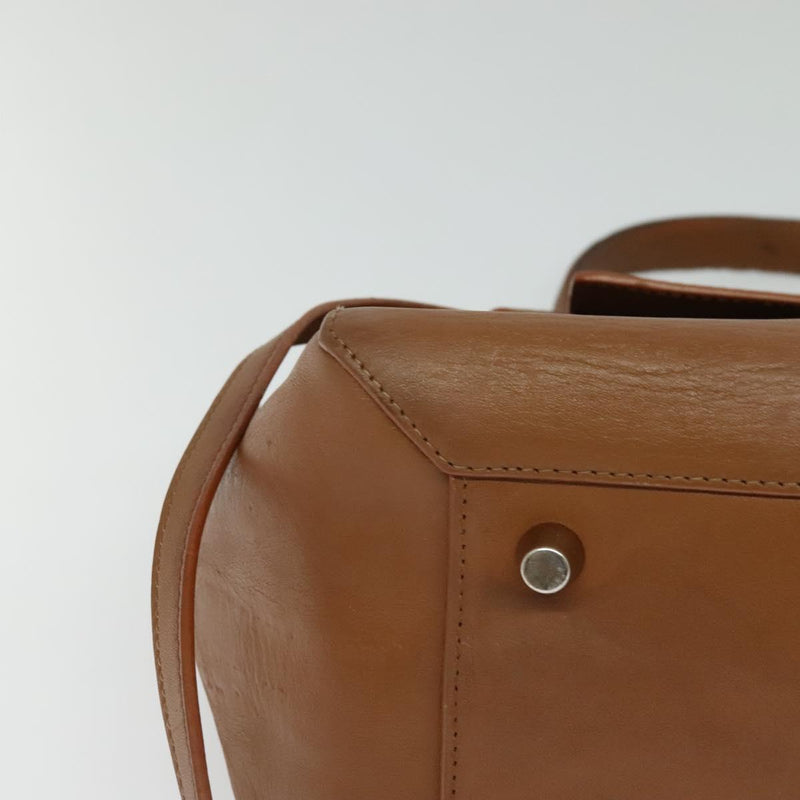 CELINE Hand Bag Leather Brown Gold Auth bs24703