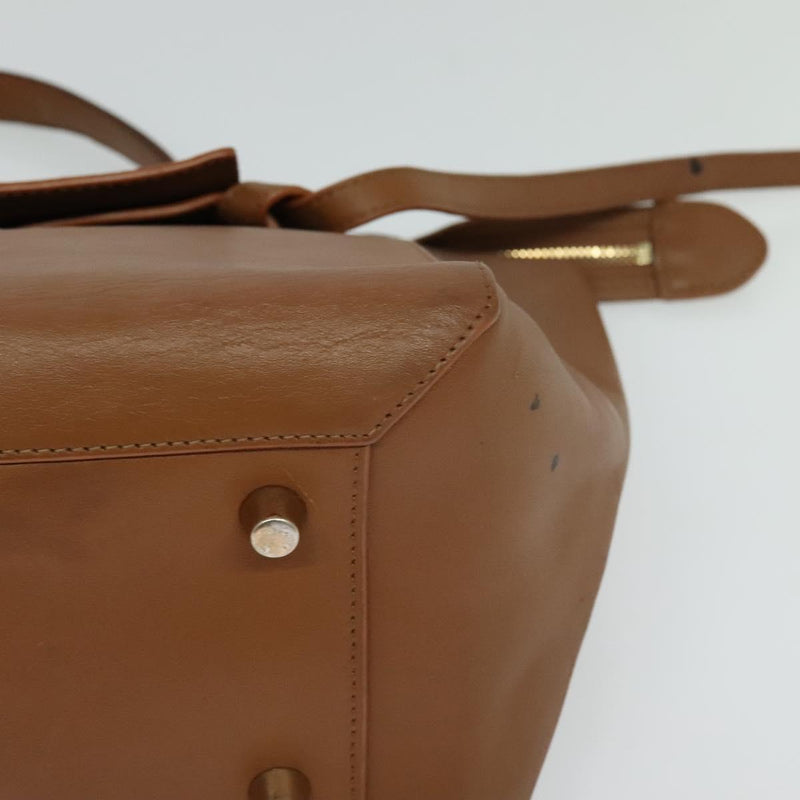 CELINE Hand Bag Leather Brown Gold Auth bs24703