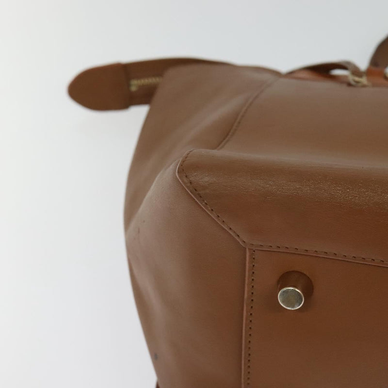 CELINE Hand Bag Leather Brown Gold Auth bs24703