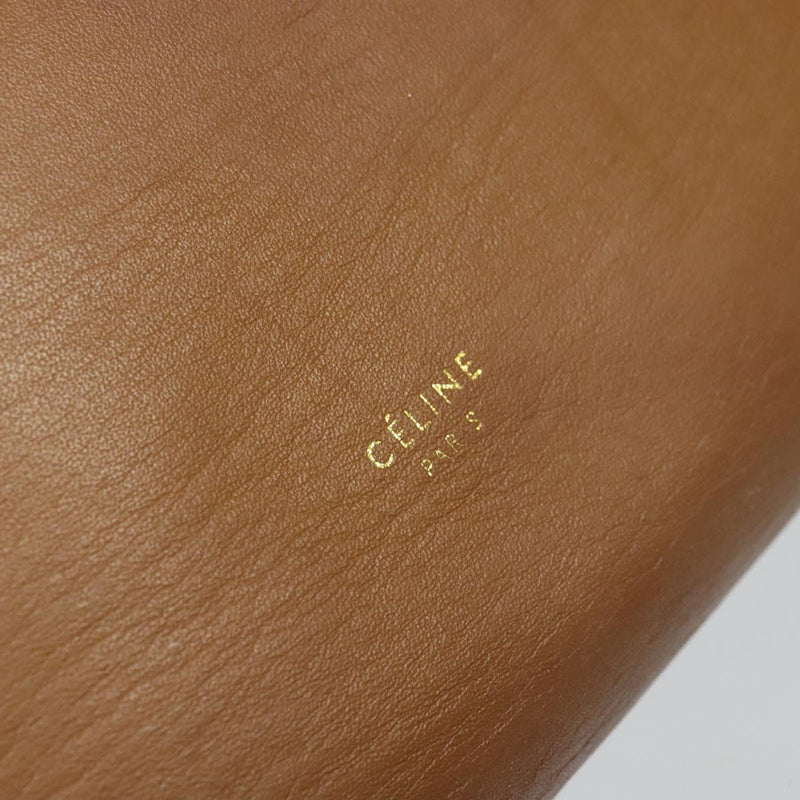 CELINE Hand Bag Leather Brown Gold Auth bs24703