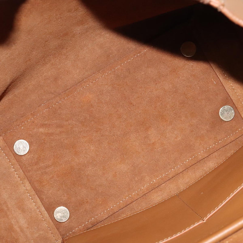 CELINE Hand Bag Leather Brown Gold Auth bs24703