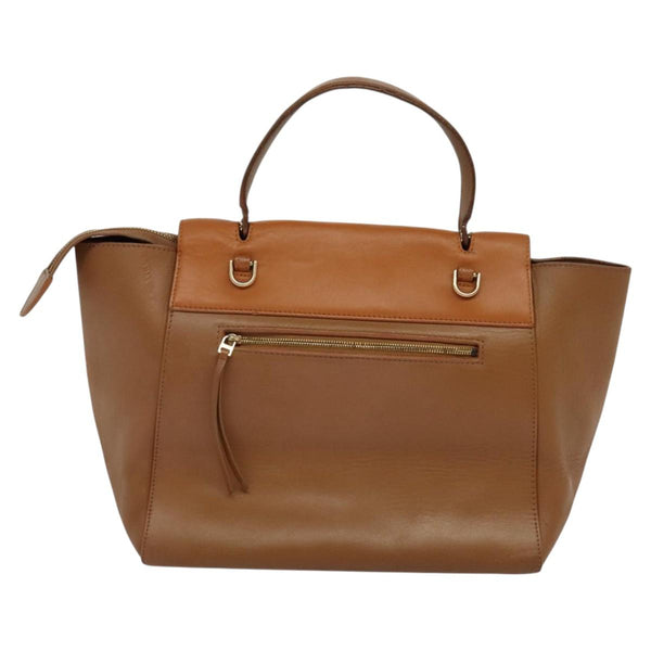 CELINE Hand Bag Leather Brown Gold Auth bs24703