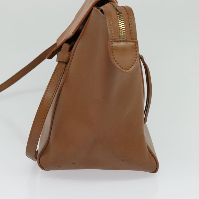 CELINE Hand Bag Leather Brown Gold Auth bs24703