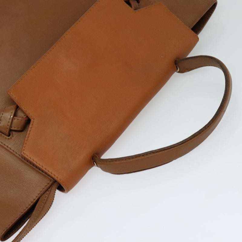 CELINE Hand Bag Leather Brown Gold Auth bs24703