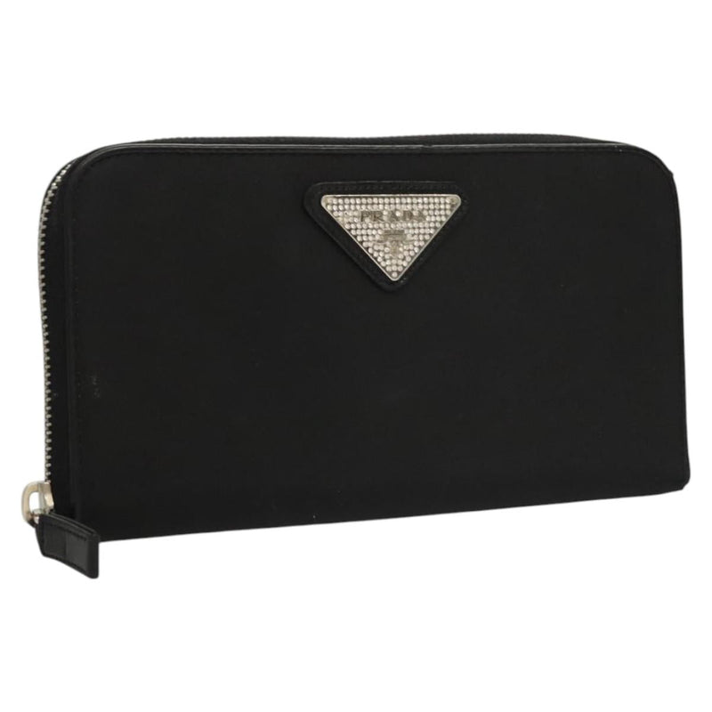 PRADA Long Wallet Nylon Black Auth bs24726
