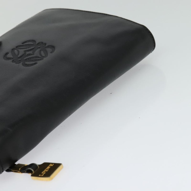 LOEWE Anagram Clutch Bag Leather Black Auth bs24739
