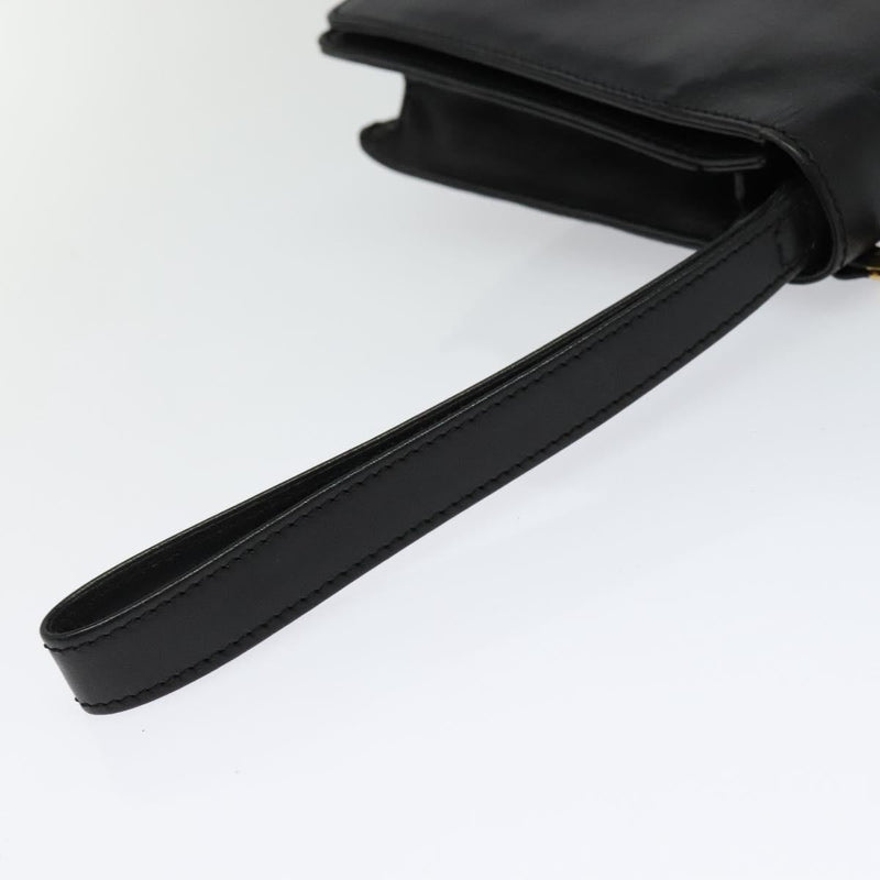 LOEWE Anagram Clutch Bag Leather Black Auth bs24739