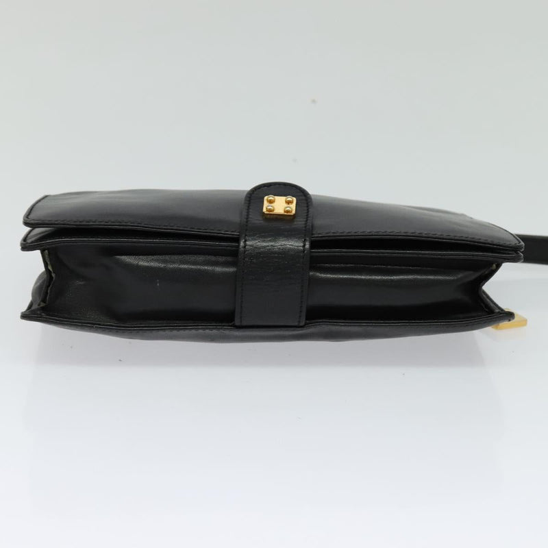 LOEWE Anagram Clutch Bag Leather Black Auth bs24739