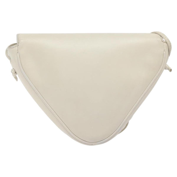 CELINE Triangle bag Shoulder Bag Leather White Auth bs24743