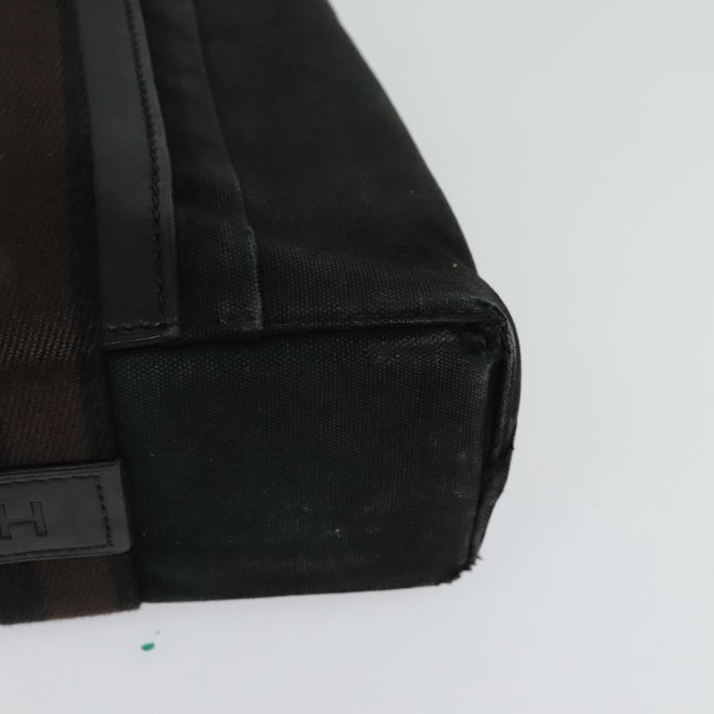 HERMES Toroca Horizontal PM Hand Bag Canvas Black Auth bs24758