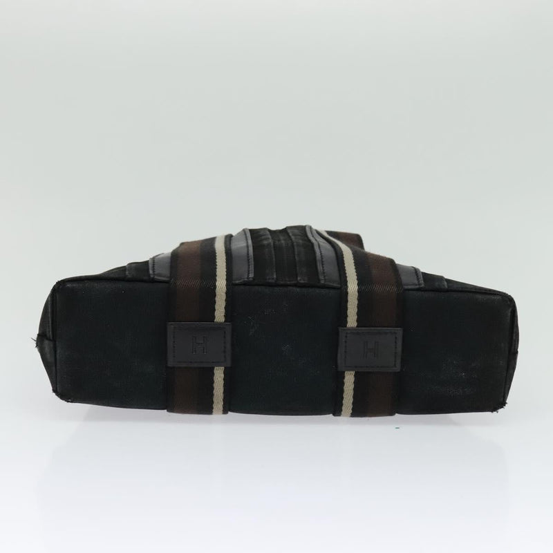 HERMES Toroca Horizontal PM Hand Bag Canvas Black Auth bs24758