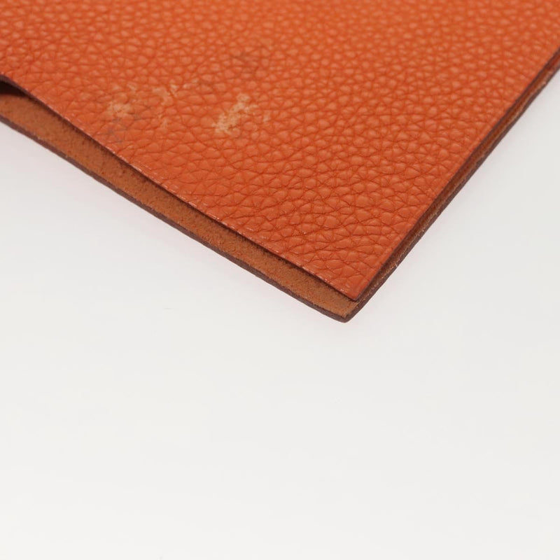 HERMES Yuris MM Note Cover Leather Orange Auth bs24760