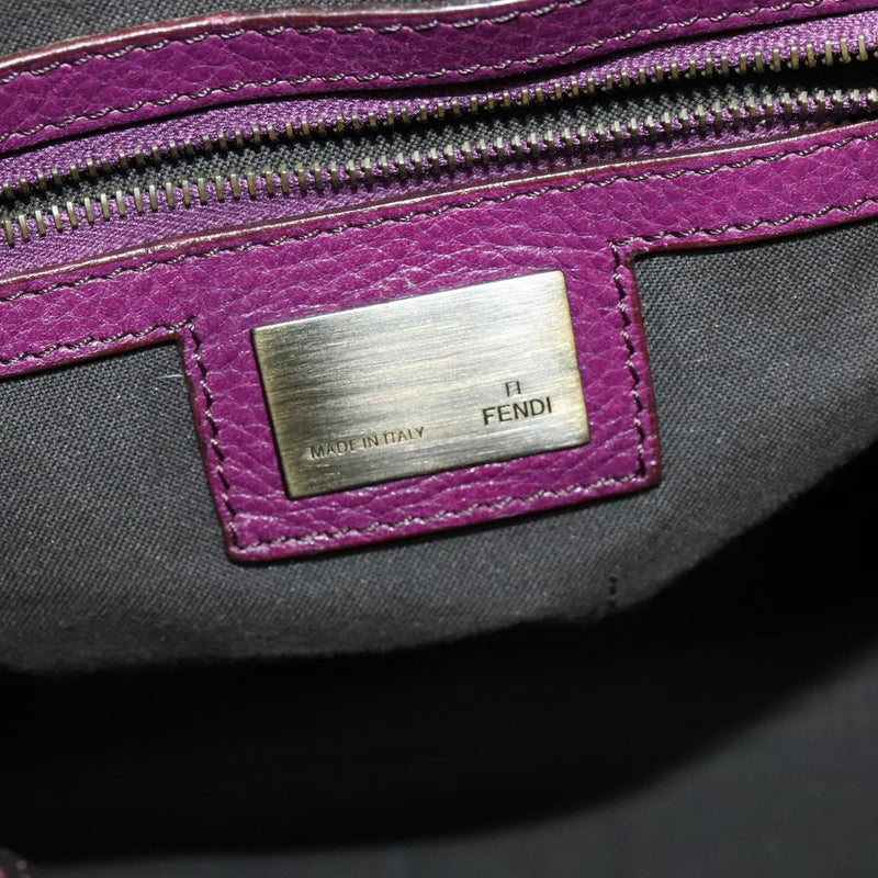 FENDI Shoulder Bag Leather Purple Auth bs24768