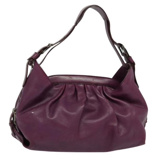 FENDI Shoulder Bag Leather Purple Auth bs24768