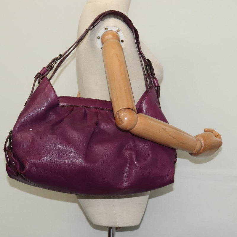 FENDI Shoulder Bag Leather Purple Auth bs24768