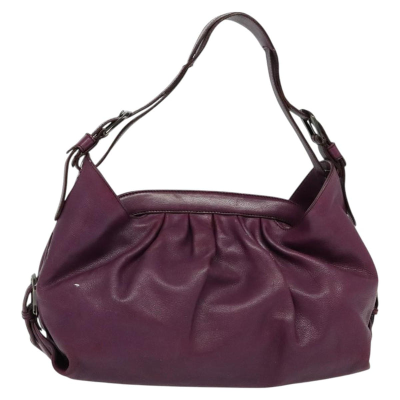 FENDI Shoulder Bag Leather Purple Auth bs24768