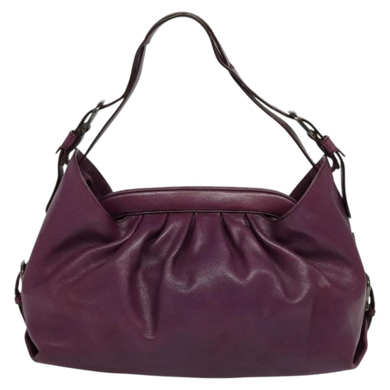 FENDI Shoulder Bag Leather Purple Auth bs24768