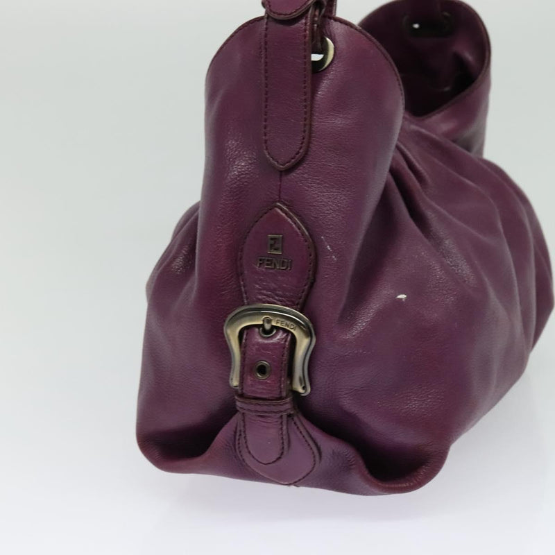 FENDI Shoulder Bag Leather Purple Auth bs24768