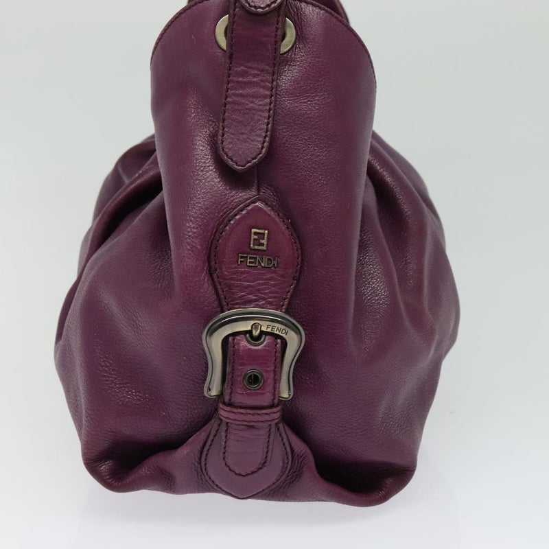FENDI Shoulder Bag Leather Purple Auth bs24768
