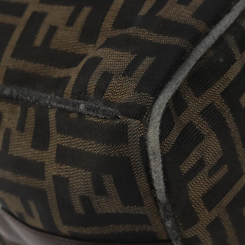 FENDI Zucca Canvas Hand Bag Brown Black Auth bs24769