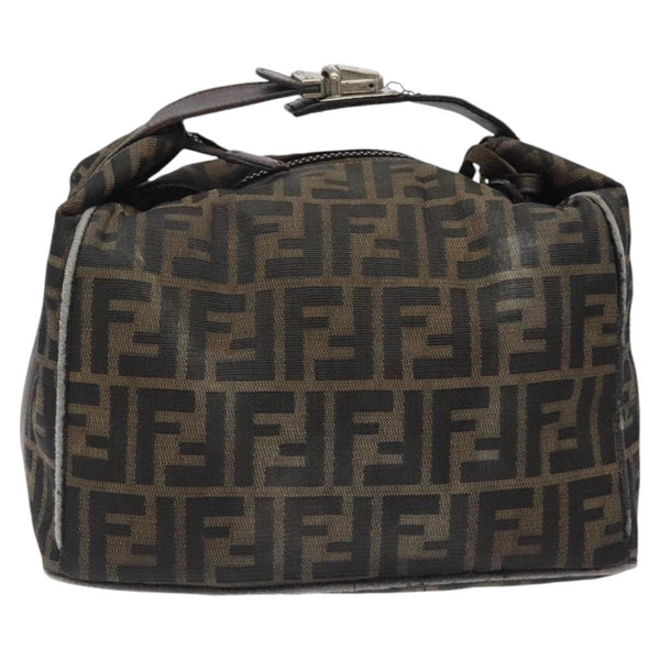 FENDI Zucca Canvas Hand Bag Brown Black Auth bs24769