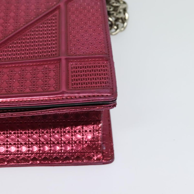 Christian Dior Canage Chain Shoulder Bag Enamel Pink Auth bs24775
