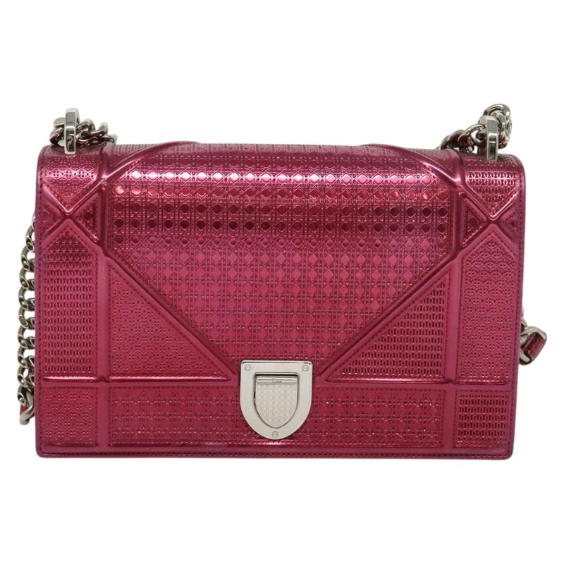 Christian Dior Canage Chain Shoulder Bag Enamel Pink Auth bs24775