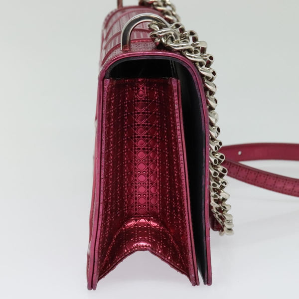 Christian Dior Canage Chain Shoulder Bag Enamel Pink Auth bs24775