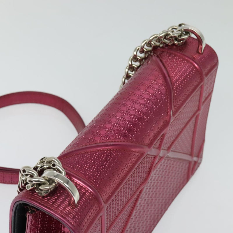 Christian Dior Canage Chain Shoulder Bag Enamel Pink Auth bs24775