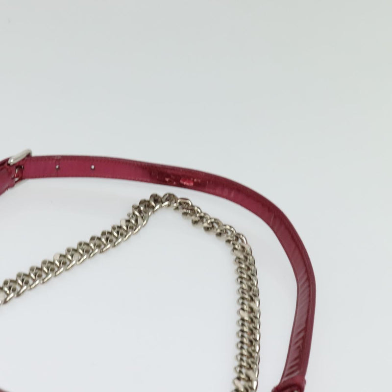 Christian Dior Canage Chain Shoulder Bag Enamel Pink Auth bs24775