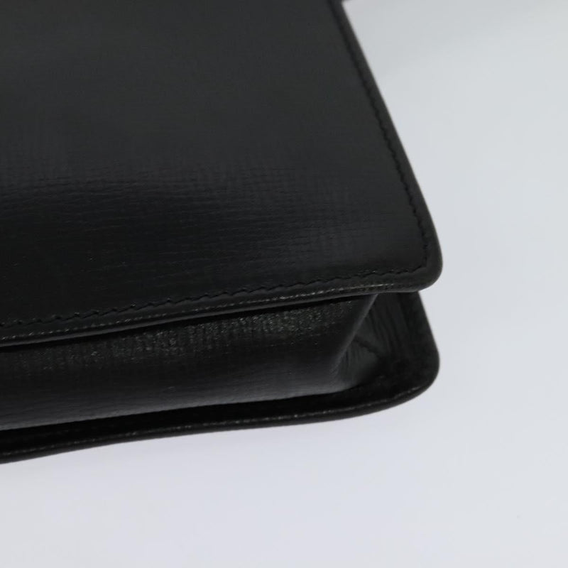 CELINE Clutch Bag Leather Black Gold Auth bs24779