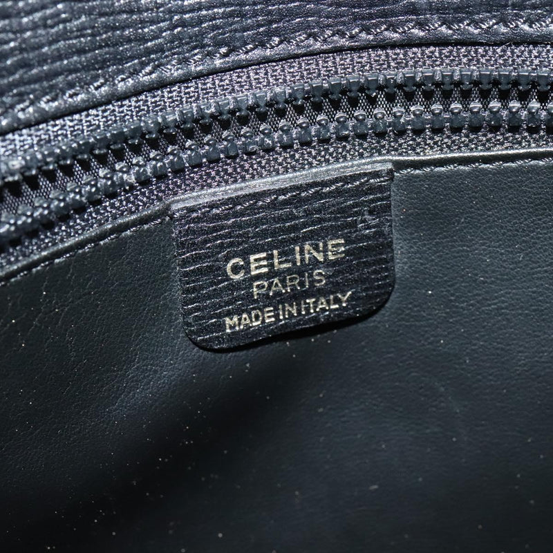 CELINE Clutch Bag Leather Black Gold Auth bs24779