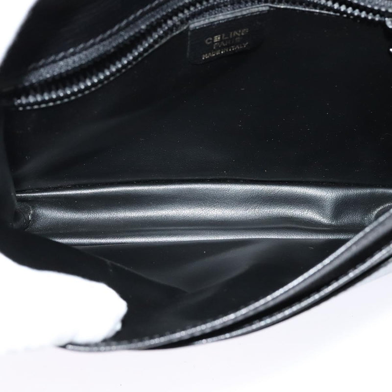 CELINE Clutch Bag Leather Black Gold Auth bs24779