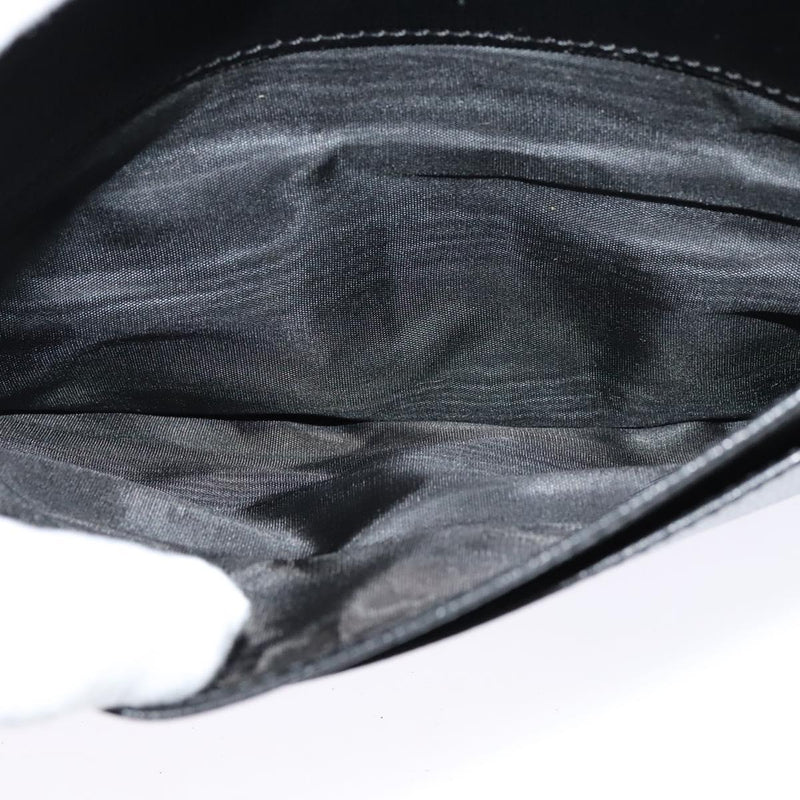 CELINE Clutch Bag Leather Black Gold Auth bs24779