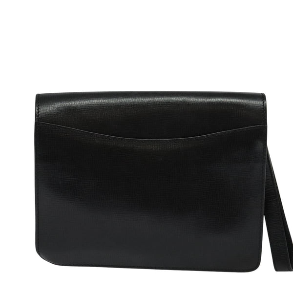 CELINE Clutch Bag Leather Black Gold Auth bs24779
