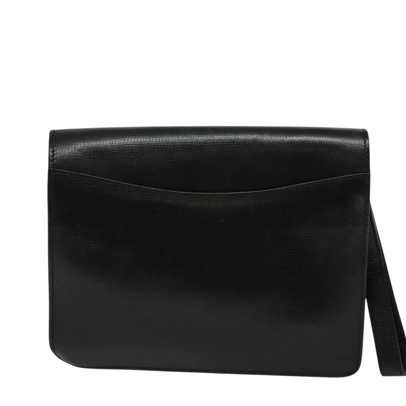 CELINE Clutch Bag Leather Black Gold Auth bs24779