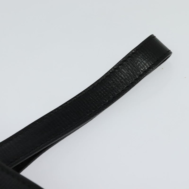 CELINE Clutch Bag Leather Black Gold Auth bs24779