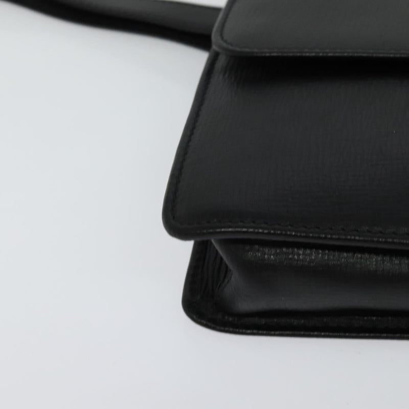 CELINE Clutch Bag Leather Black Gold Auth bs24779