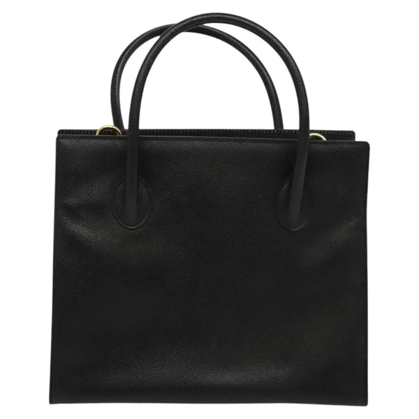 CELINE Hand Bag Leather 2way Black Gold Auth bs24788