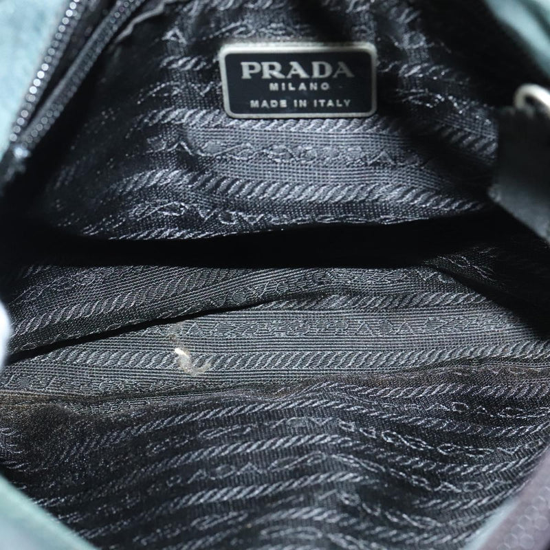 PRADA Shoulder Bag Nylon Khaki Silver Auth bs24792