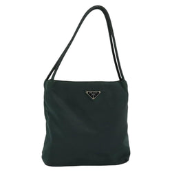 PRADA Shoulder Bag Nylon Khaki Silver Auth bs24792