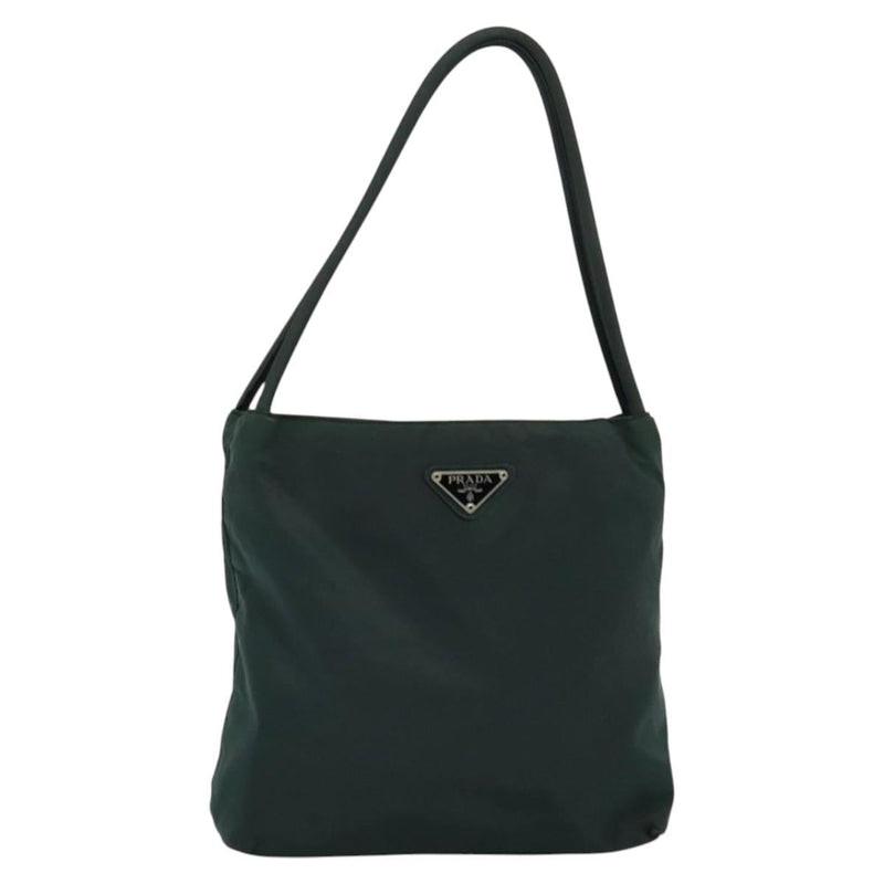 PRADA Shoulder Bag Nylon Khaki Silver Auth bs24792