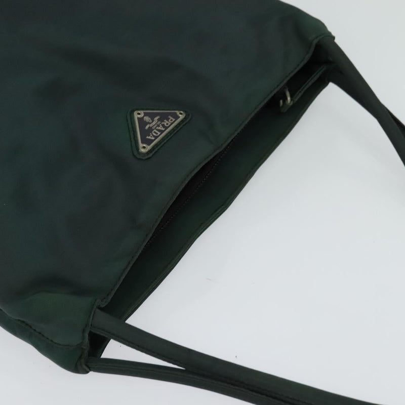PRADA Shoulder Bag Nylon Khaki Silver Auth bs24792